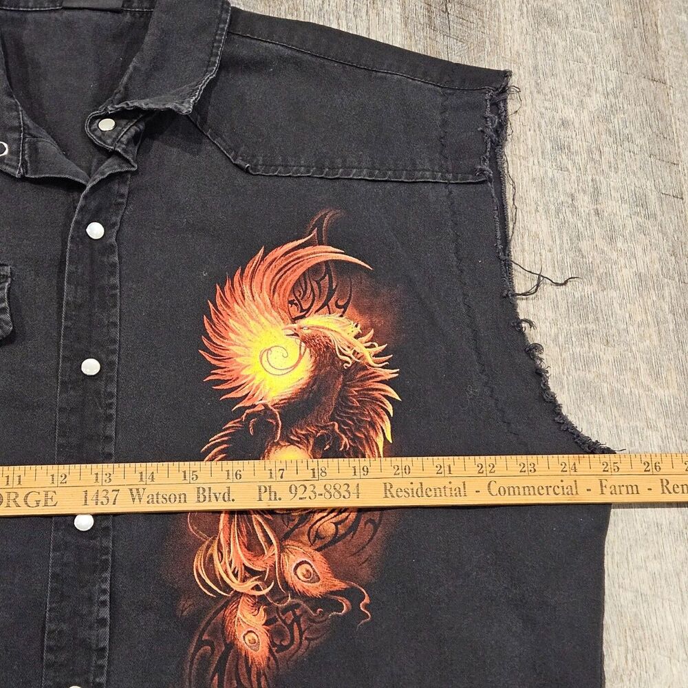 Spiral Men's Sleeveless Black Pearl Snap Button Down Shirt Flamin Eagle Size XXL - Picture 7 of 11